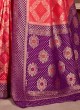 Banarasi Silk Gajari Pink And Purple Saree